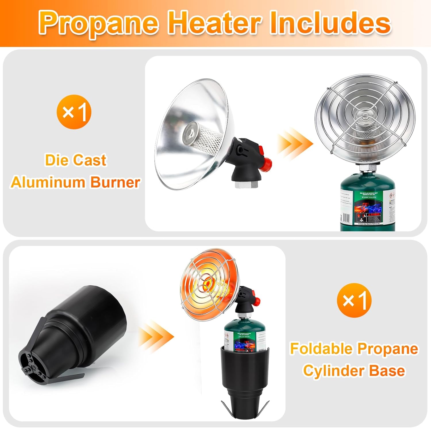 Golf Cart Heater, Portable Propane Heater with Cup Holder Fits Most Golf Cart Accessories Car, Safe Camping Tent Heaters Cordless with Electronic Ignition, Control Valve, Winter outdoor Heating Helper