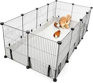 Mfsdai Guinea Pig Cage with Canvas Base, 0.74 m² Guinea Pig Playpen with Waterproof C&C Cage Lining, Suitable for Rabbits, Guinea Pigs, Rabbits, Ferrets, Hedgehogs, 12 Cage Plates product image