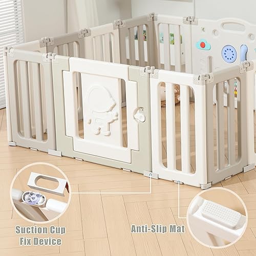 Miniatura 5 de Corralito de juego para bebés, bolígrafos plegables para bebés y niños pequeños, 14 paneles extra grande, valla portátil de astronautas, corralito