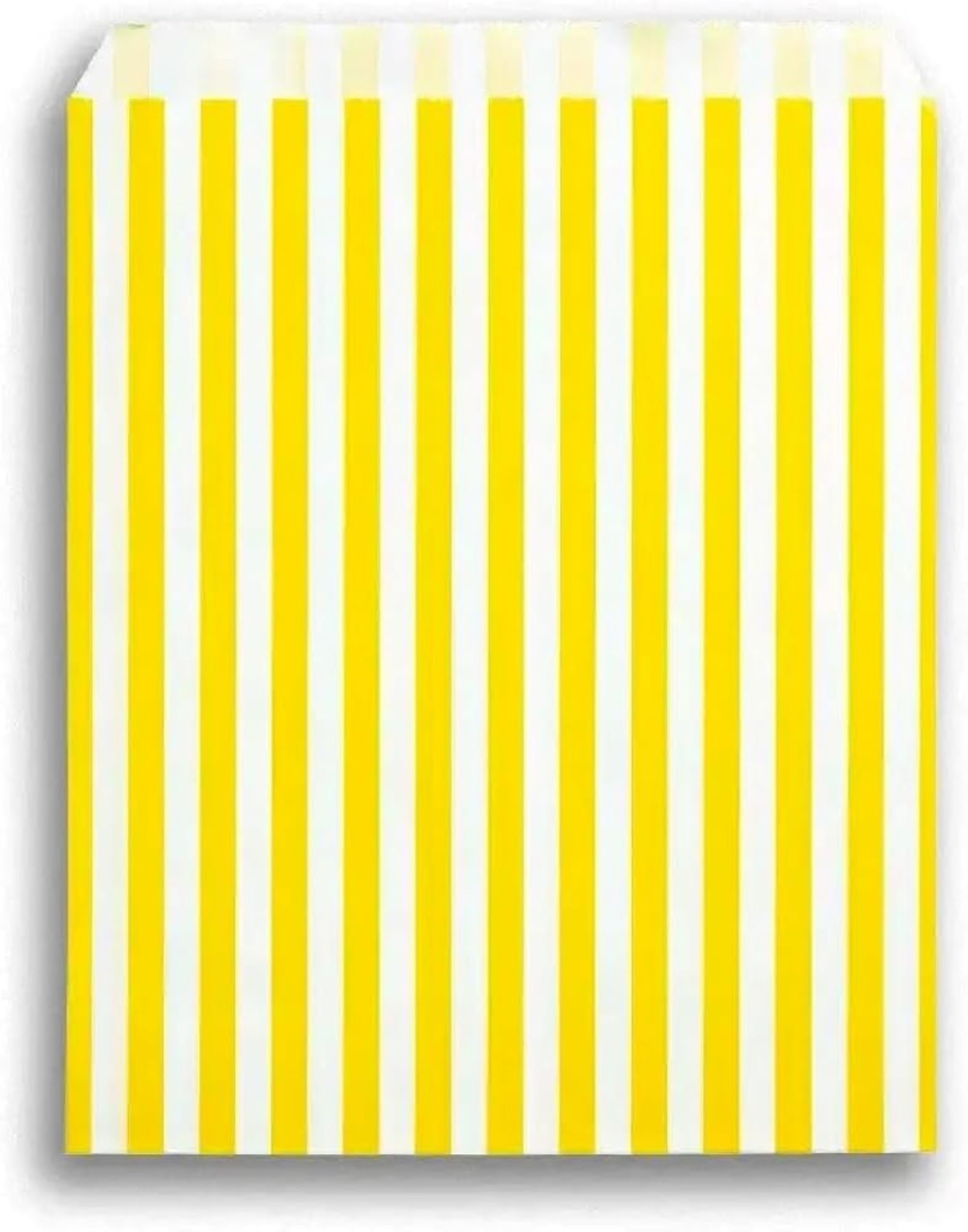 RFE 5" x 7" Striped Candy Sweet Paper Bags | Wedding Buffet Favour Cake Gift Pick n Mix Shop | Premium Quality UK Made *CHOOSE SIZE & QUANTITY* (Yellow, 500 Bags)