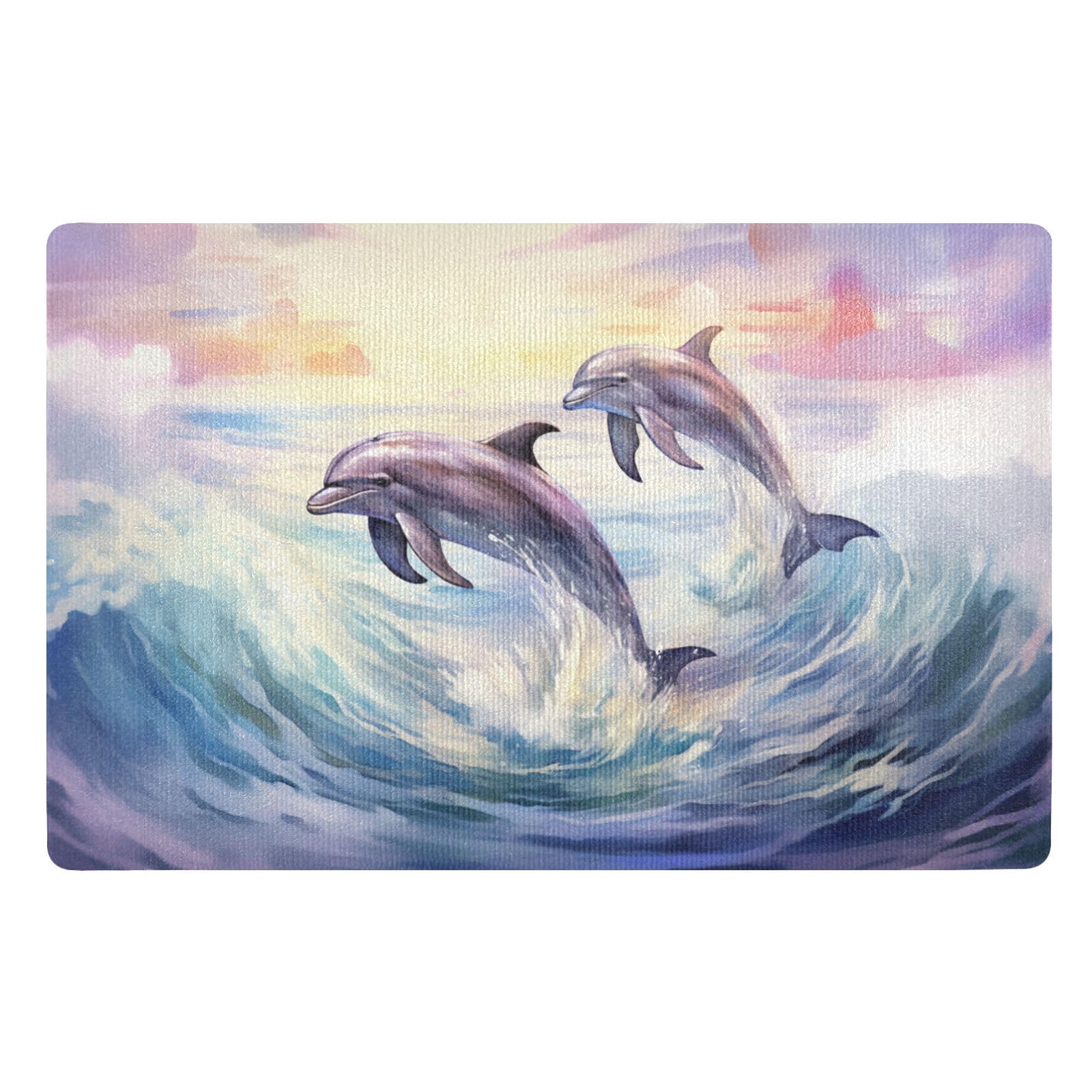 KUEJOP Ocean Dolphin Door Mat Indoor Outdoor Non Slip Entrance Doormats 32x20 inch for Bathroom, Kitchen, Porch
