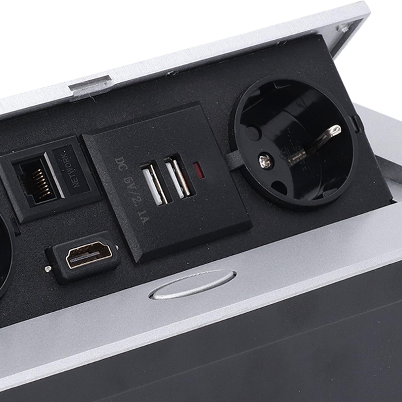 Kikumi Enchufe de Escritorio, Regleta de Alimentación de 16A, Caja de Conexión de Mesa, USB Dual, Estándar de la UE, CA 250V, sin Soldadura, para Oficina