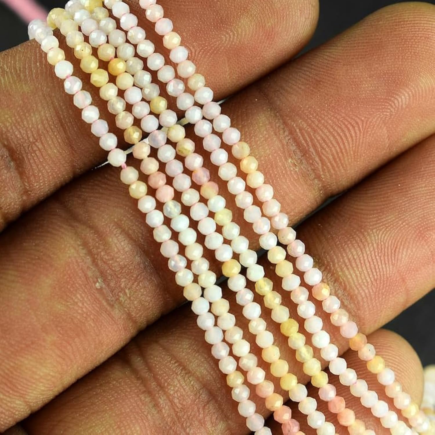 Perles opale rose naturelle 2mm facettes de haute précision pour joaillerie fine