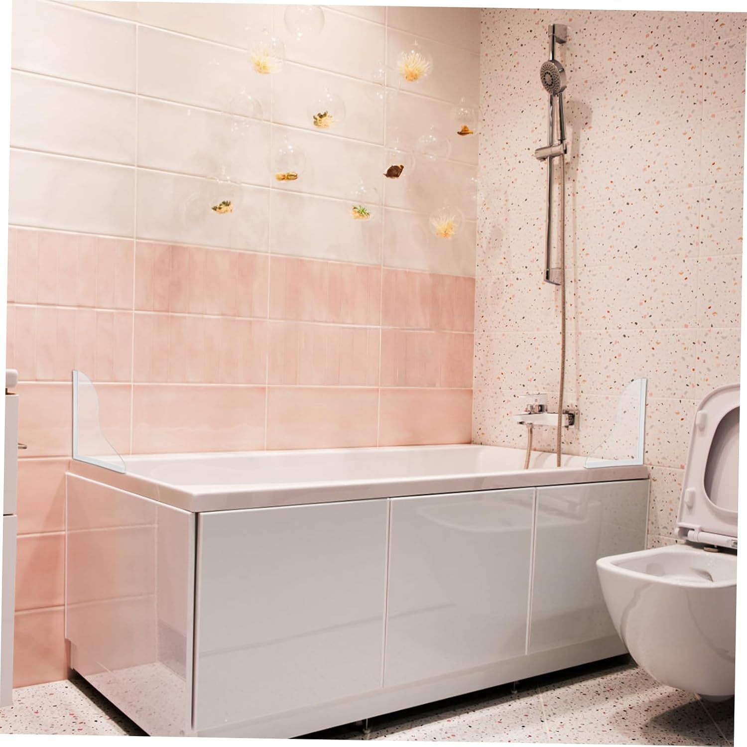 PRETYZOOM 2pcs Acrylic Silicone Shower Curtain Liner Bathtub Splash Guard for Bathroom Tub Corner
