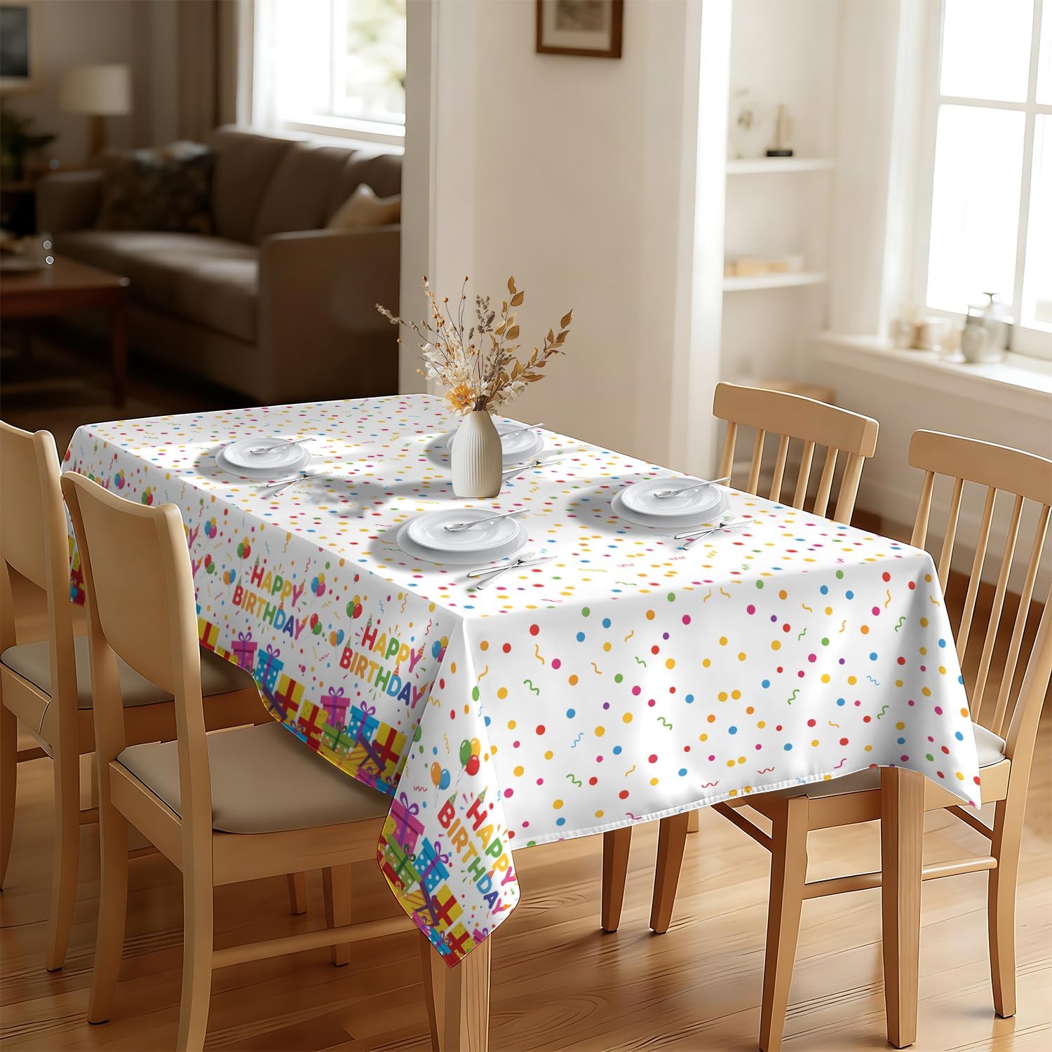 Reusable & Waterproof Rectangular Tablecloths for Kitchens, Parties, Birthdays, Patios, and Outdoor Events Decorations Birthdays Party Decorations Table Cloth,8FT/126 x 60 Inch