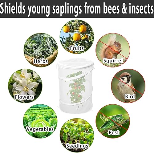 Miniatura 5 de 4 redes de protección para plantas emergentes con estacas  19.7 x 13.4 pulgadas red plegable para insectos para jardín con cremallera, enrejado de