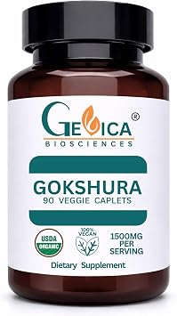 Gokshura Tribulus terrestris USDA Organic، 1500 مجم لكل وجبة، مسحوق عشبي كامل، بدون مستخلص، معتمد من NPOP وBioAgriCert، 90 كبسولة