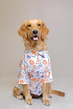 15 BUTTONS Rayon Multi Colour Animal Kingdom Printed Dog Shirt (L) | Summer Pet Shirt | Super Soft Light Weight | Comfortable Dog Clothing | for Beagle, Cocker, Spaniel Indie