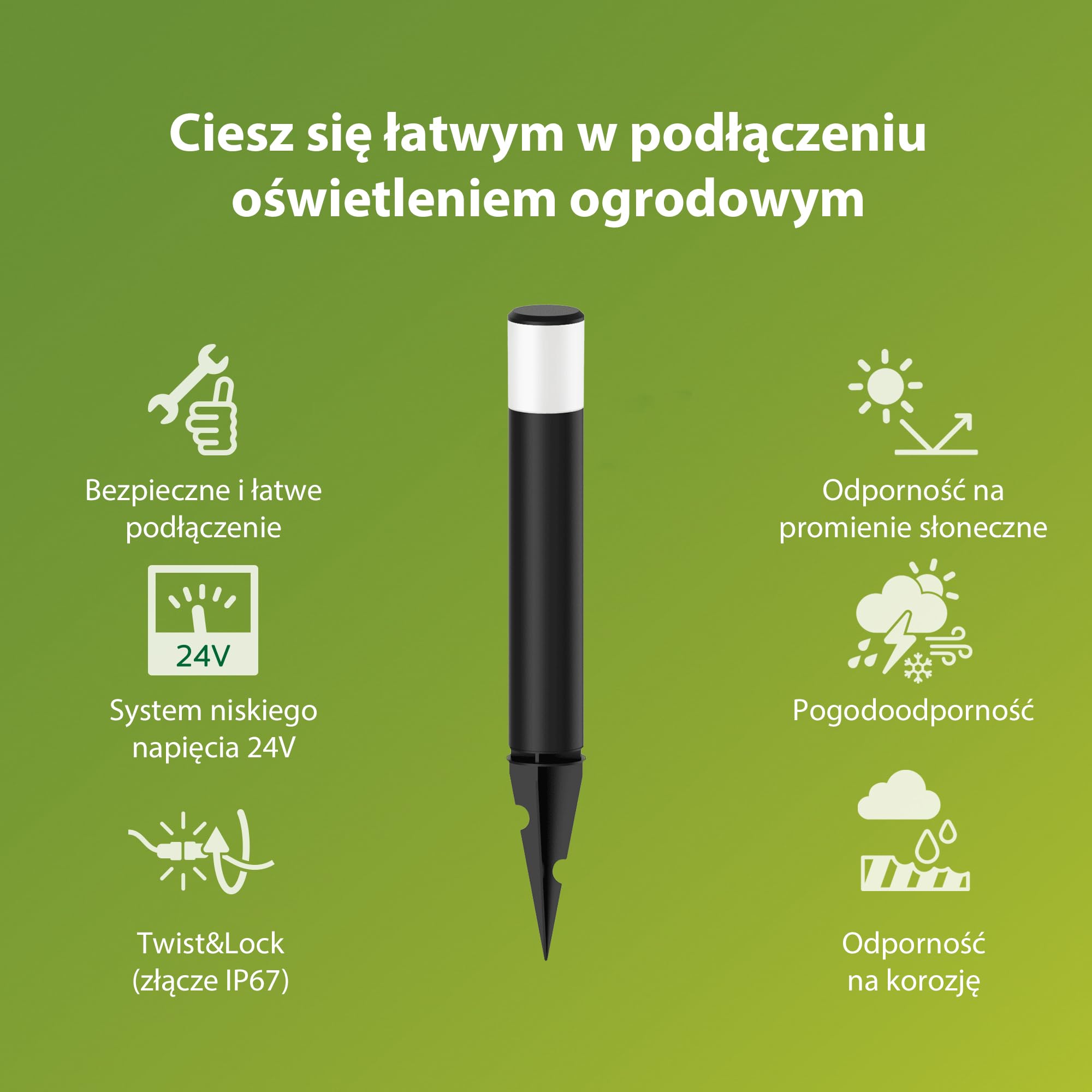 Philips Zestaw Niskonapięciowego Oświetlenia Ścieżek Zewnętrznych Philips Purex Gardenlink, 3 x 1.5W, Czarny, 24V, Wodoodporność Ip67