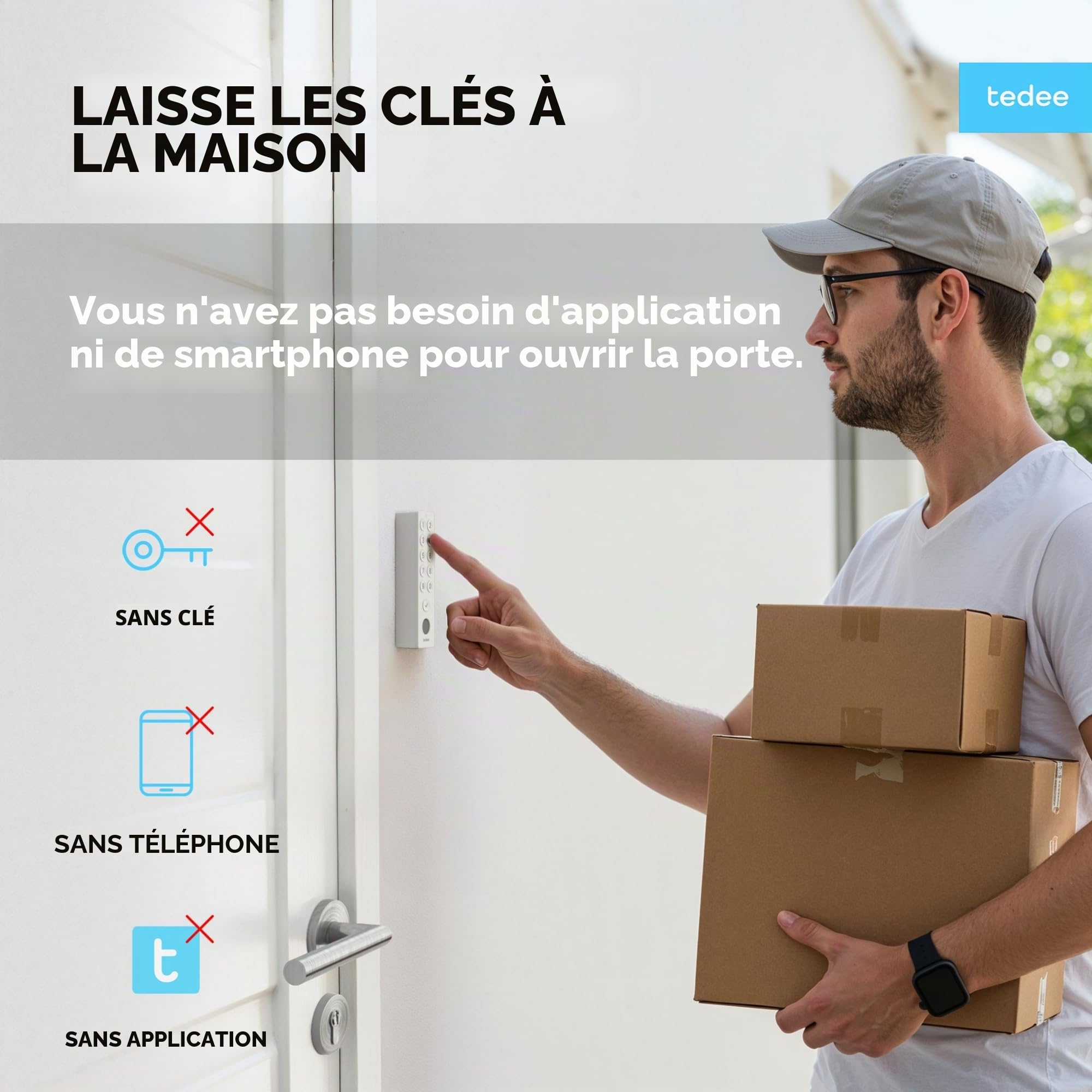 Tedee GO2 Alu Serrure Intelligente Connectée Retrofit | Keypad PRO Empreinte Digitale, Code PIN, Entrée sans Clé | Verrouillage Automatique | Compatible Matter, Alexa, Google Home, Apple, SmartThings
