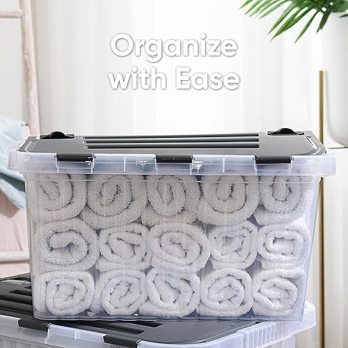Miniatura 5 de Superio Caja de almacenamiento transparente con tapa, contenedores de plástico para organizar, cajas apilables, sin BPA, no tóxica, sin olor,
