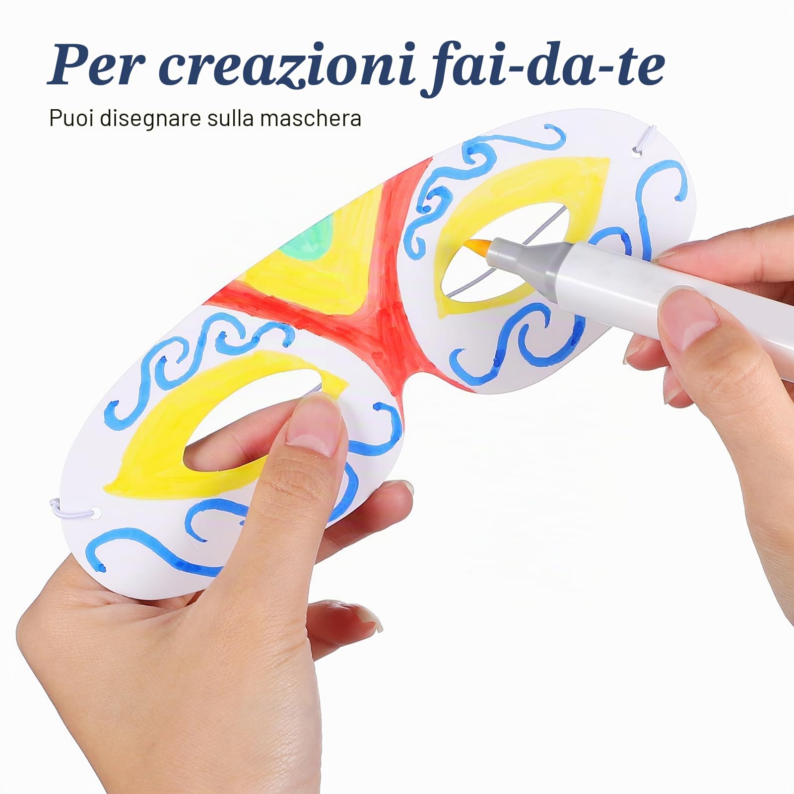Toyvian 40 maschere bianche per gli occhi di carta cartapesta, maschere di carta bianca, da dipingere, maschere vuote per decorare cosplay, Halloween, mardi