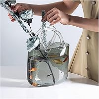 Vista 10 de Glass Bag Vase for Flowers, Glass Purse Vase Blowing by Hand Glass Flower Vase Purse Flower Vase, Glass Bag Vase for Decor,Style1-Blue