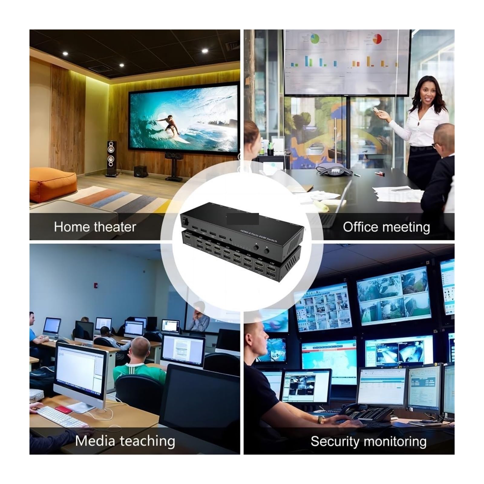 Przełącznik KVM USB, 8-wejściowy, 1-wyjściowy przełącznik obsługujący 4K30Hz