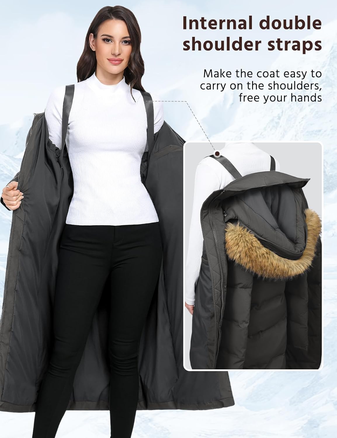 Long Winter Coats for Women Maxi Length Puffer Coat Warm Quilted Jacket Ladies Full Length Down Fur Hood Trendy 2026 - Image 3