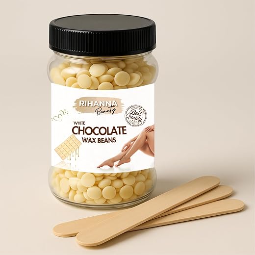 White Chocolate Hard Brazilian Wax Beans 75g by RIHANNA BEAUTY| Gentle Stripless Wax Beads for Sensitive Skin | Painless H...