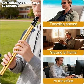 2 Pcs Tin Whistle Set, Penny Whistles 6-Hole Aluminum Wind Instrument D & C Key Tin for Beginners Celtic Folk Music Practice Performances (Gold Silver)