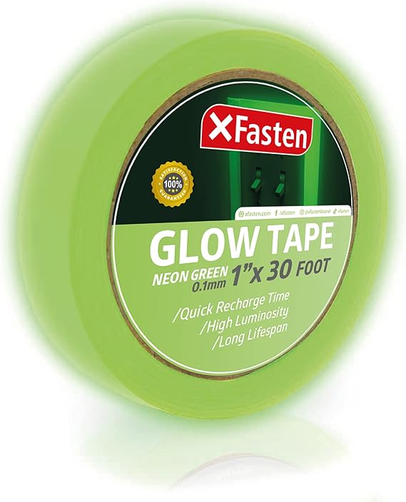 XFasten Glow in The Dark Tape, Yellow/Green, 1Inch x 30