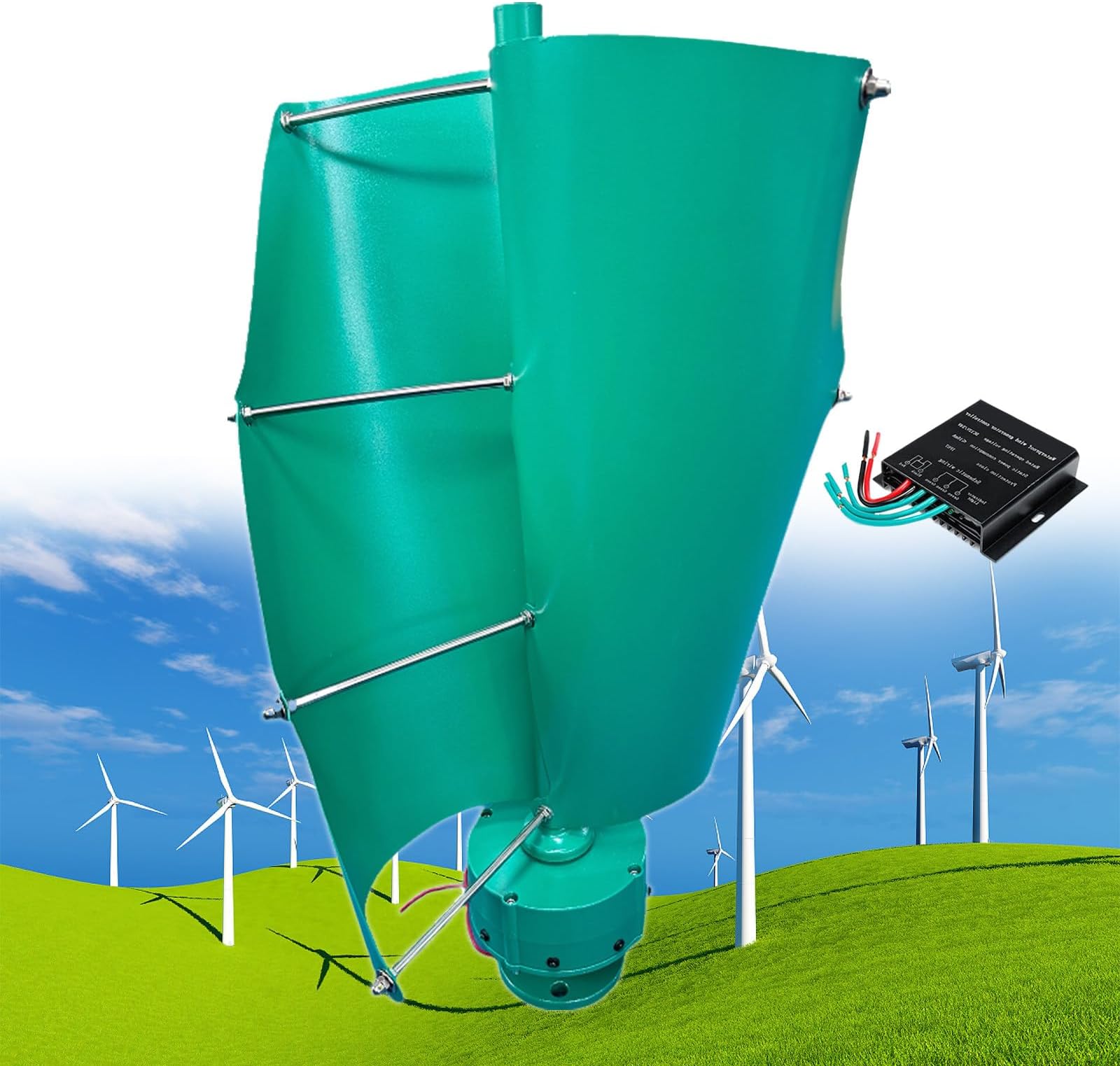 12000W Wind Turbine Helix Generator Kit, Maglev Shaft Wind Turbine Generator, Vertical Windmill 3-Phase Wind Power Turbine, for Household Power Supply, Road Infrastructure,A-24V