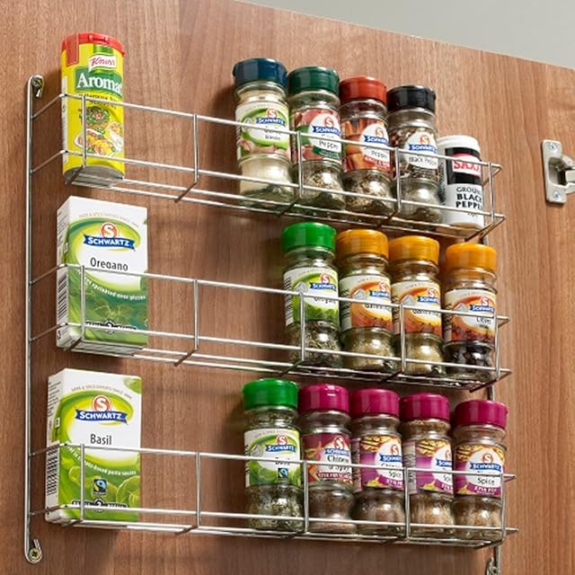 3 Tier Kitchen Spice Rack to Suit 300-500mm Wide Door (to Suit 400mm Door)