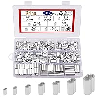 Vista 1 de 315 piezas 8 tamaños de aluminio prensado manga doble barril virola surtido kit para cable de cable y extremo de línea de cable M1.2-M6