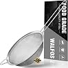 Walfos 8.6 Inch Large Fine Mesh Strainer, Kitchen Metal Food Strainers with Sturdy Handle, Stainless Steel 30 Mesh Sieve Sifters for Rice, Quinoa, Pasta, Fruits, Vegetables, etc.