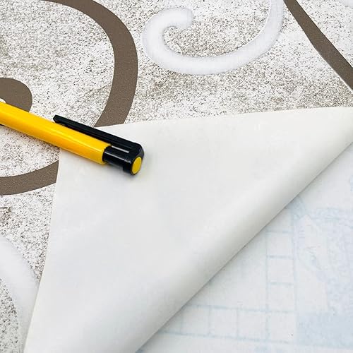 Miniatura 3 de Helianthusun Rollo de papel tapiz de 32.8 pies de color marrón y blanco, para decoración de pared, papel de vinilo autoadhesivo para cajones,