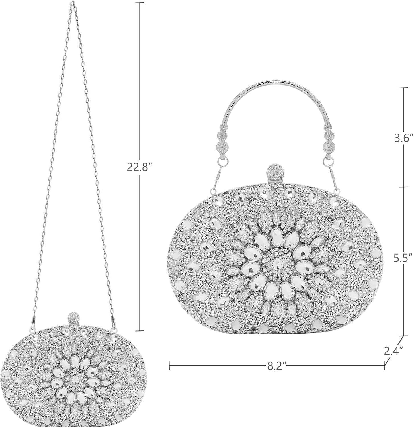 SH Clutch Purses for Women Formal Rhinestone Evening Bag Sparkly Handbags Wedding Party Cocktail Prom
