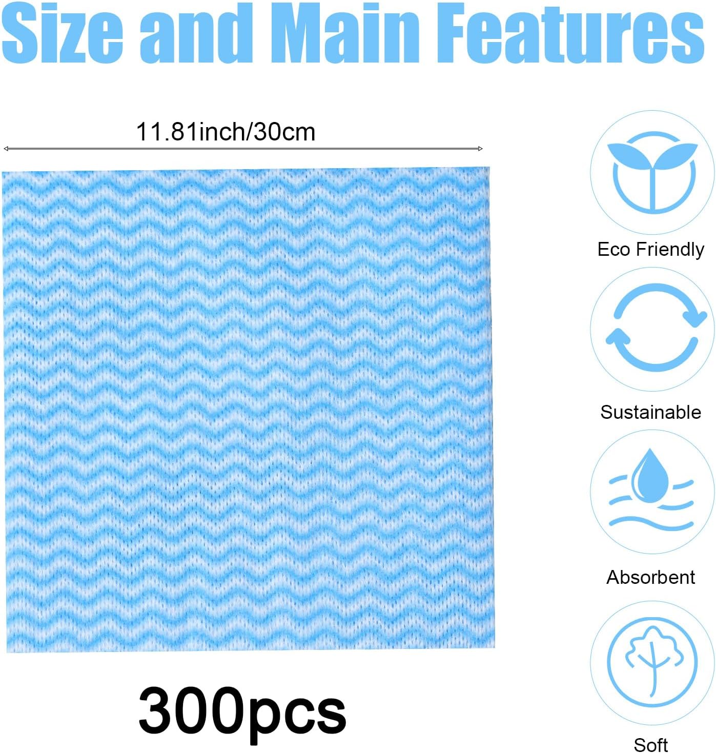 Lemecima 300 Pcs Disposable Dish Cloths for Kitchen Disposable Cleaning Cloth and Towels Handy Cleaning Wipes Disposable-Rags for Kitchen and Office(Blue)