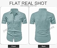 Vista 129 de JMIERR Camisas de vestir a rayas con botones y manga corta para hombre