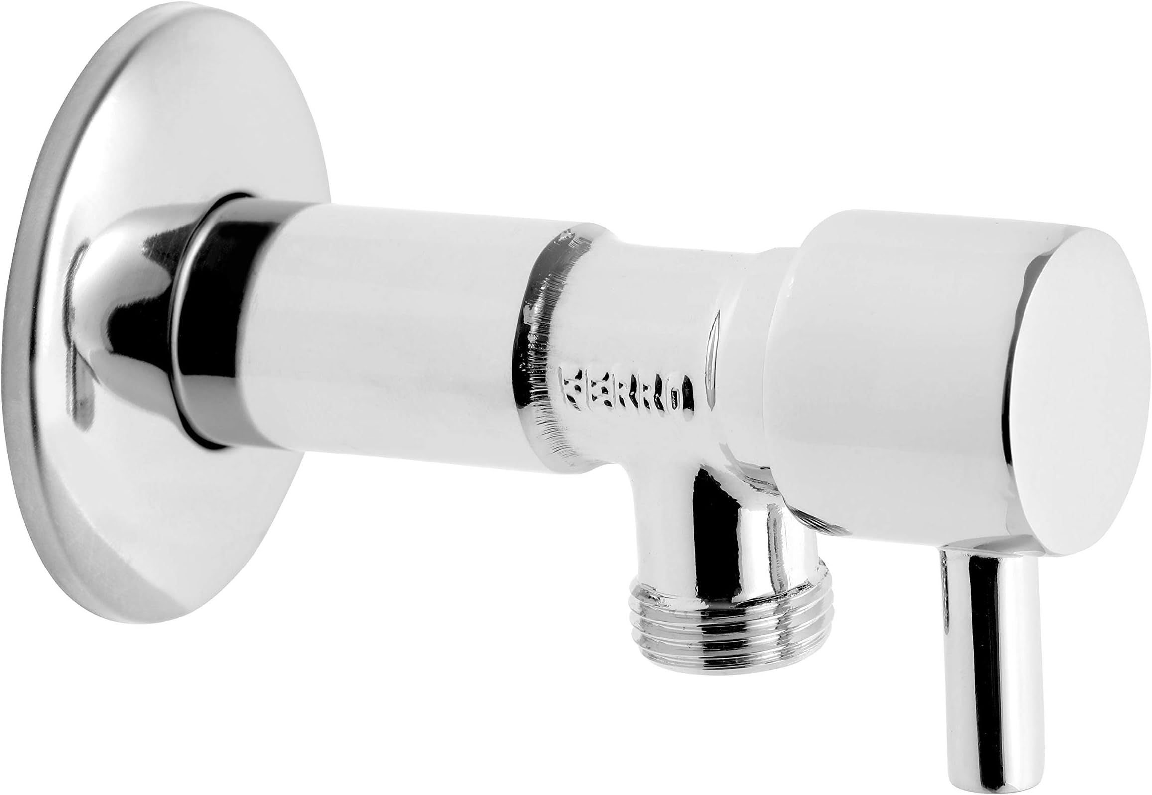 HYDROBIL Quarter Turn Valve Tap with Wall Rosette, Ceramic Head, 1/2" BSP Female Inlet x 1/2" BSP Male Outlet - Max. Pressure 10 Bar, Max. Temp. 100°C, for Garage, Washing Machine, Dishwasher & More