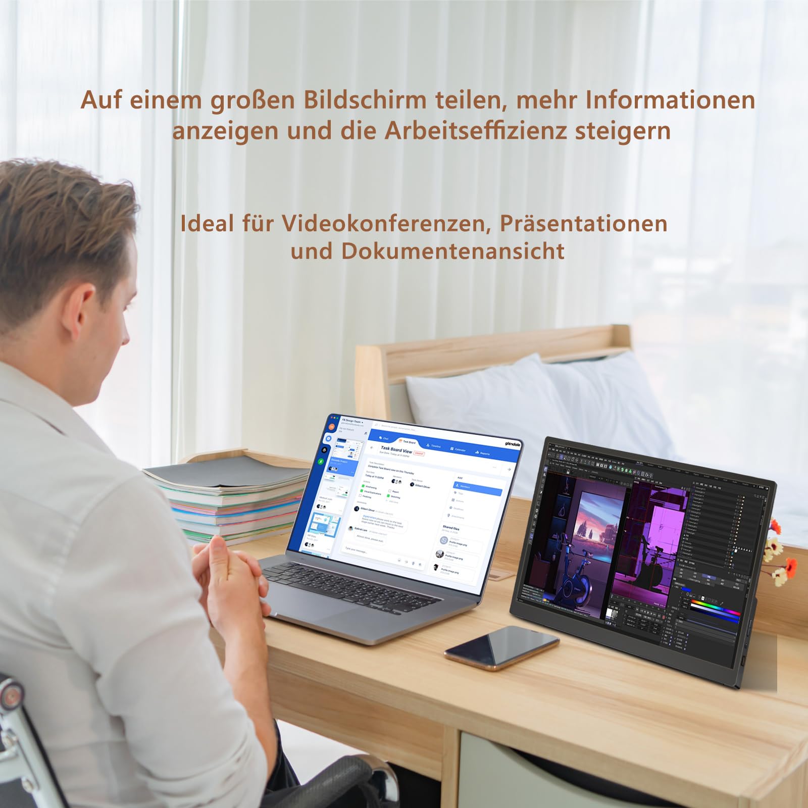 Monitor touch screen da 14,1 pollici, 1920 x 1200, display IPS da schermo portatile con 2 USB-C, HDMI, USB-A, 10 punti, monitor portatile esteso per laptop, PC, telefono, Mac, Xbox, PS5