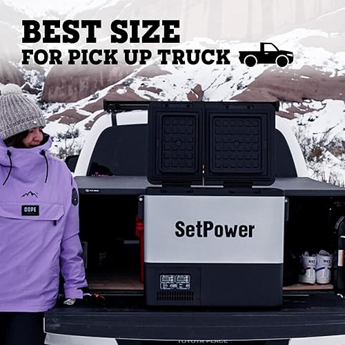 Miniatura 5 de Setpower PT45 - Refrigerador eléctrico para automóvil con cubierta, refrigerador portátil de doble zona de 45 litros, refrigerador portátil para