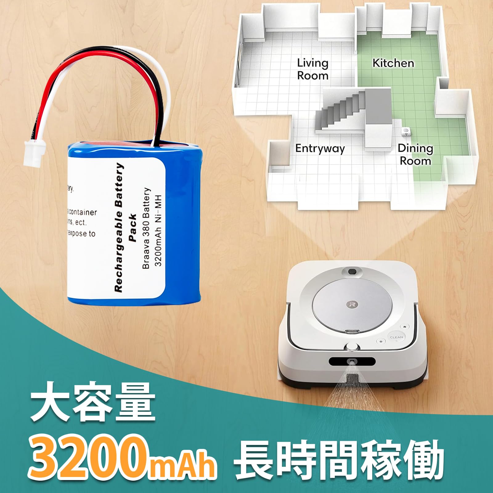 iRobot Braava 床拭きロボット 380j バッテリー交換済み！ Amazon.co.jp: Gakkiti ブラーバ バッテリー 380j 390j ルンバ