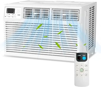 Electactic Window Air Conditioner 10,000 BTU, Air Conditioner Window Unit Up to 450 Sq.Ft,3 Fan Speeds,Easy Install,Energy Efficient,Washable Filter,White