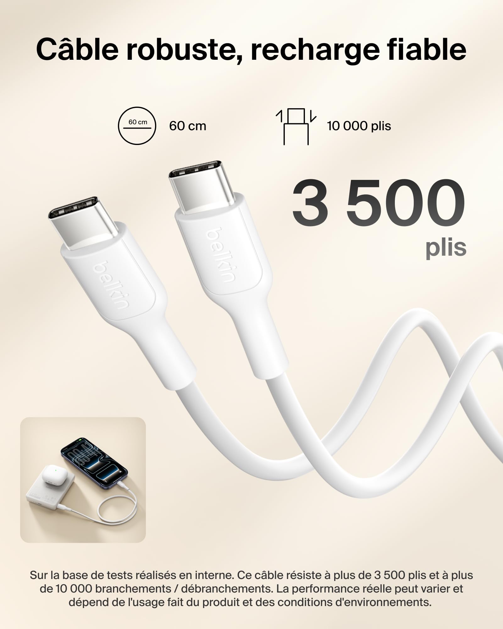 Belkin BoostCharge Batterie Externe Magnétique 10 000 mAh - Beige