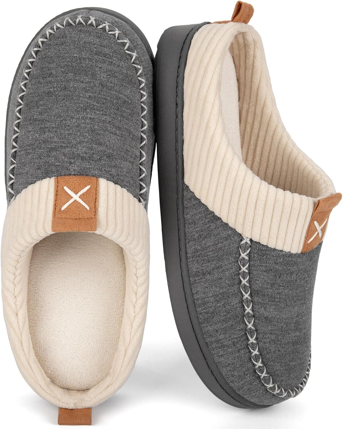 LongBay Womens Slippers Slip on Memory Foam Soft House Shoes with Brushed Jersey Upper Anti-Slip Sole for Indoor Outdoor