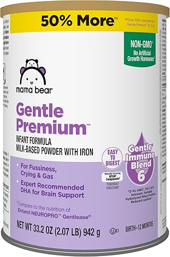 Miniatura 7 de Marca Tienda  Mama Bear Gentle Baby Formula en polvo a base de leche con hierro, nutrición completa, fácil de digerir, 21.5 onzas