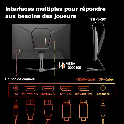 Minifire Écran PC Gamer 27 Pouces, 180Hz,WQHD 2560 X 1440, IPS, 120% sRGB - 8