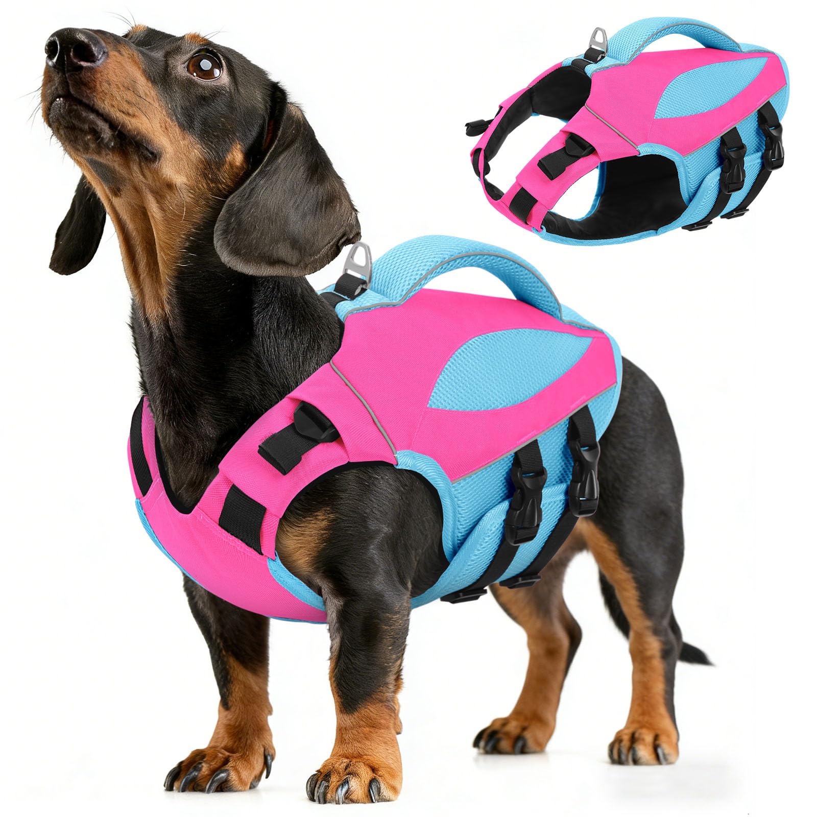 AOFITEE Hundeschwimmweste Hunde, Hoher Auftrieb Schwimmweste Hund mit Rettungsgrif, Leicht Sicher Dog Life Jacket Hund Rettungsweste Reflektierend Hundeweste Schwimmen für Wassersport