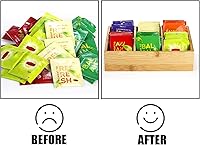 Vista 7 de Dicunoy Paquete de 2 organizadores de bolsas de té de bambú, almacenamiento de bolsas de té de madera para cajones con 6 compartimentos espaciosos