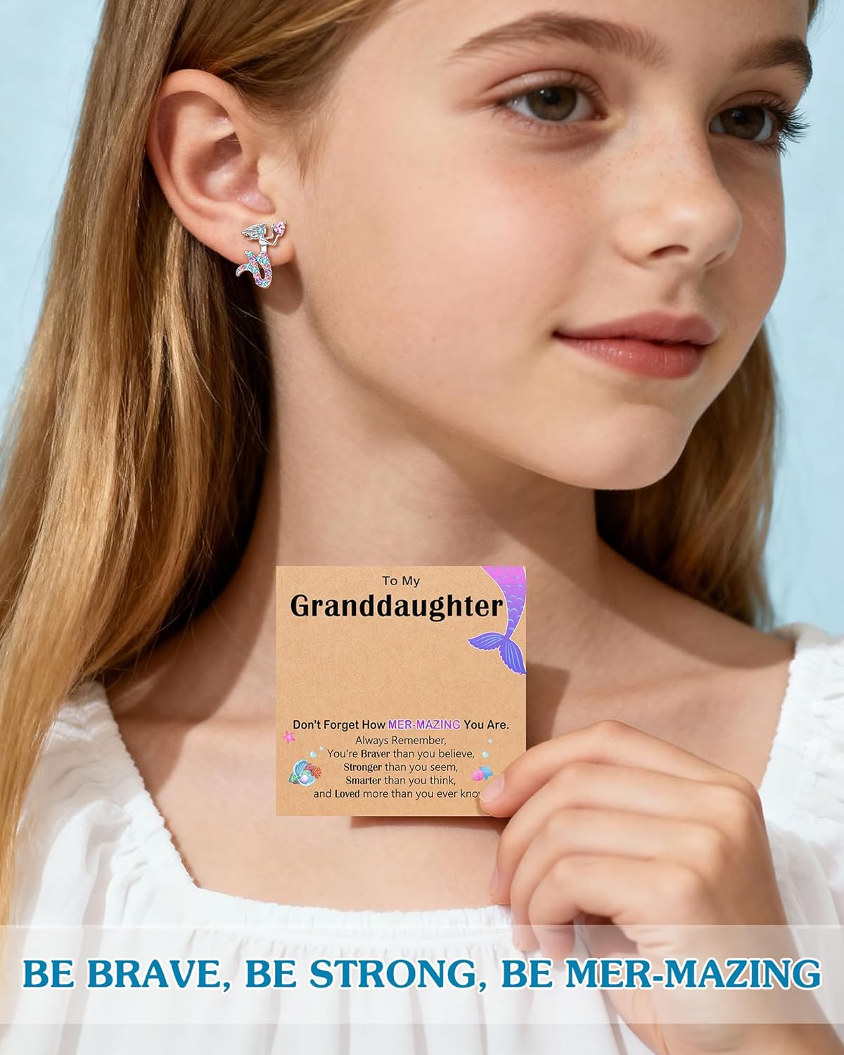 Hypoallergenic Mermaid Stud Earrings for Girls Kids, Gifts for Daughter Granddaughter Birthday Christmas Valentines - Image 4
