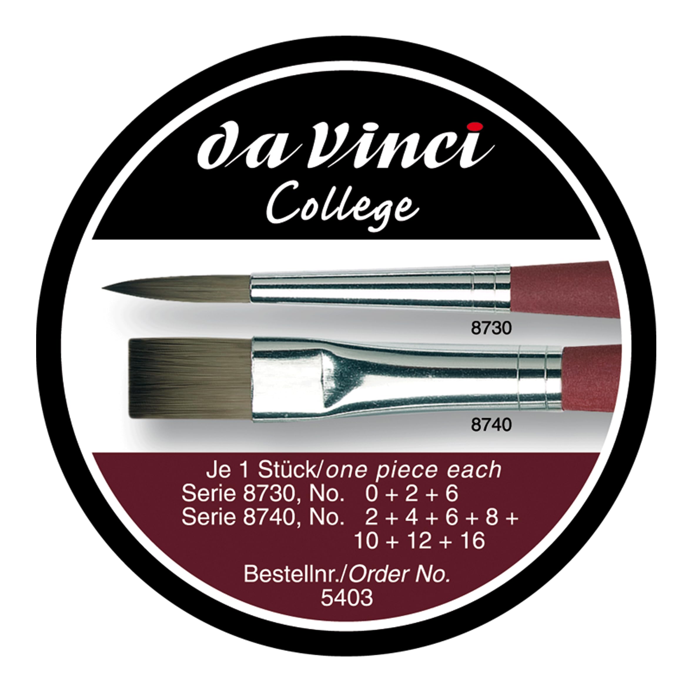 da Vinci, College Pinseldose, Acryl- & Ölpinsel, Hochwertige Synthetikfasern, präzise Linien & Details, für Hobby, Studium & künstlerische Experimente, Vegan, Made in Germany, Rund & Flach, Größe 0