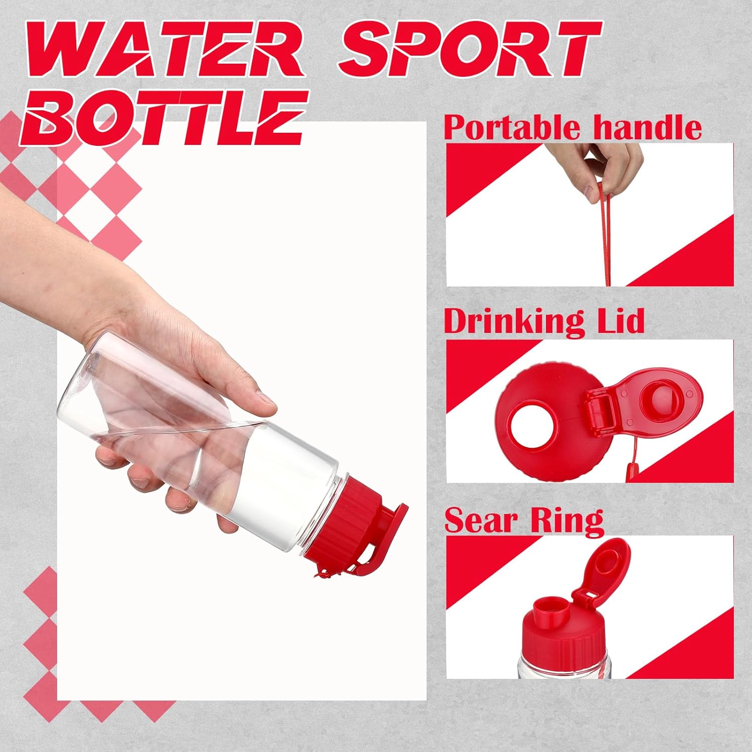 24 Pcs 17 oz Plastic Water Bottles Bulk Large Reusable Leak Proof Flip Top Sports Gym Water Bottles with Handle Strap for Kids and Adults for Summer School Travel - Image 4