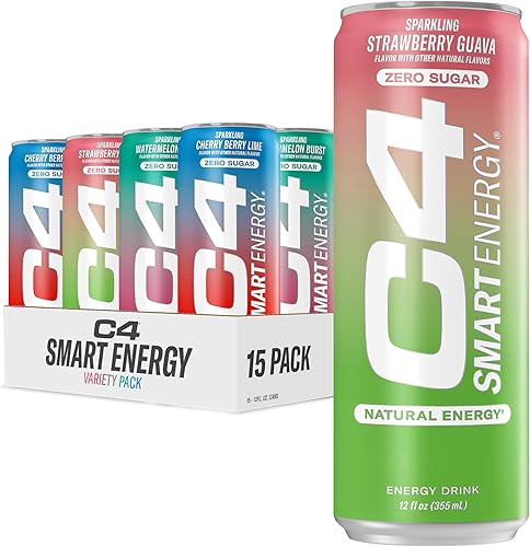 Cellucor C4 Smart Energy Drink - Paquete variado de bebidas energéticas, guayaba fresa, cereza y lima, sandía, paquete de 15, 12 onzas