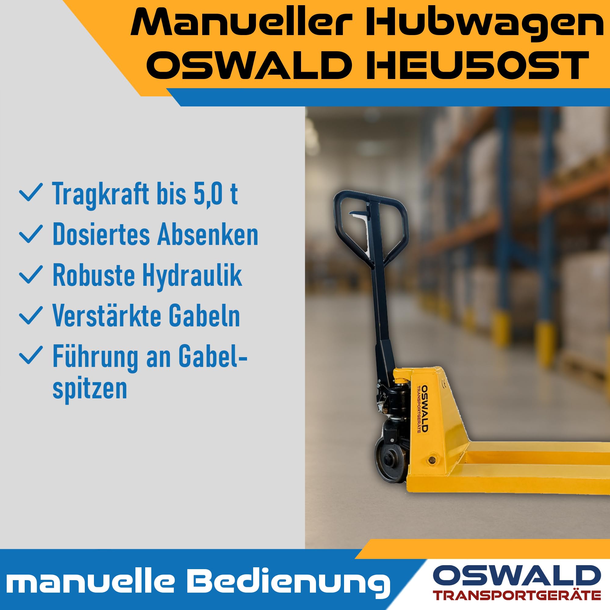 Schwerlast Hubwagen 5 t HEU50ST - Gabellänge 1.150 mm - 5000 kg Gabelhubwagen