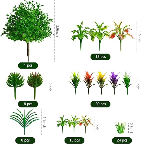 Miniatura 2 de 91 piezas de árboles modelo mixtos en miniatura, tren, paisaje, hadas, jardín, árboles, diorama, árboles artificiales, juegos de guerra, modelo,