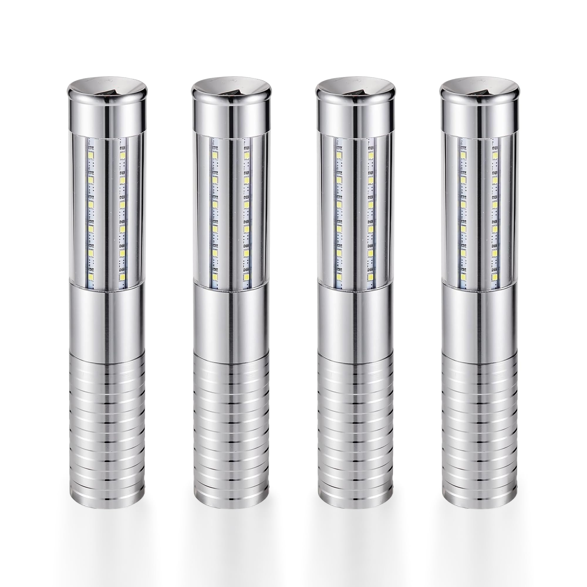 Bottle Strobe Baton Service Lights, LoveNite LED Rechargeable Liquor Bottles Sparkers for Wedding Party Concert Events, Champagne Handheld Light Topper for Bar Nightclub (Silver, 4 Pack)