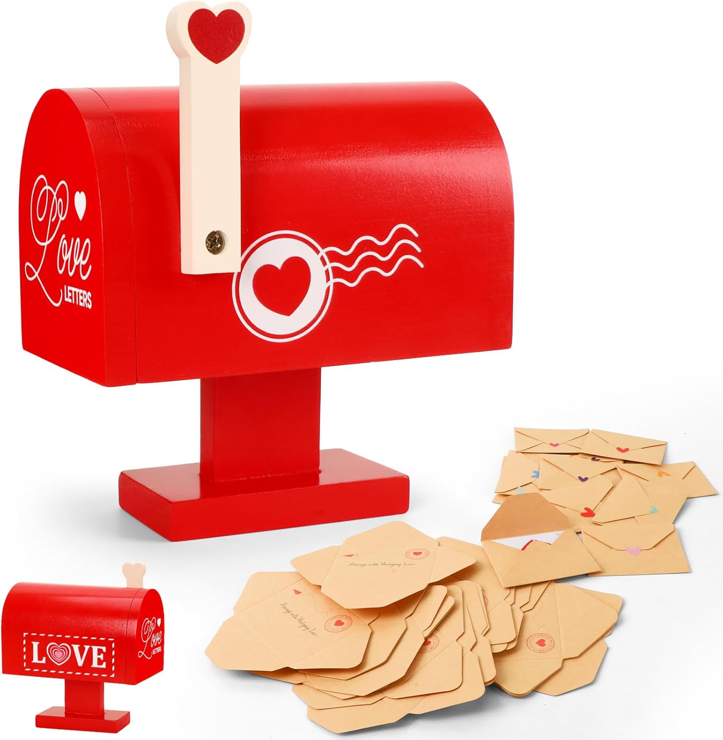 Wooden Love Mailbox with Mini Envelopes, Thoughtful Long Distance Relationship Gifts for Boyfriend – Romantic Valentines Gifts for Him Husband, Cute I Love You Gift for Him Her