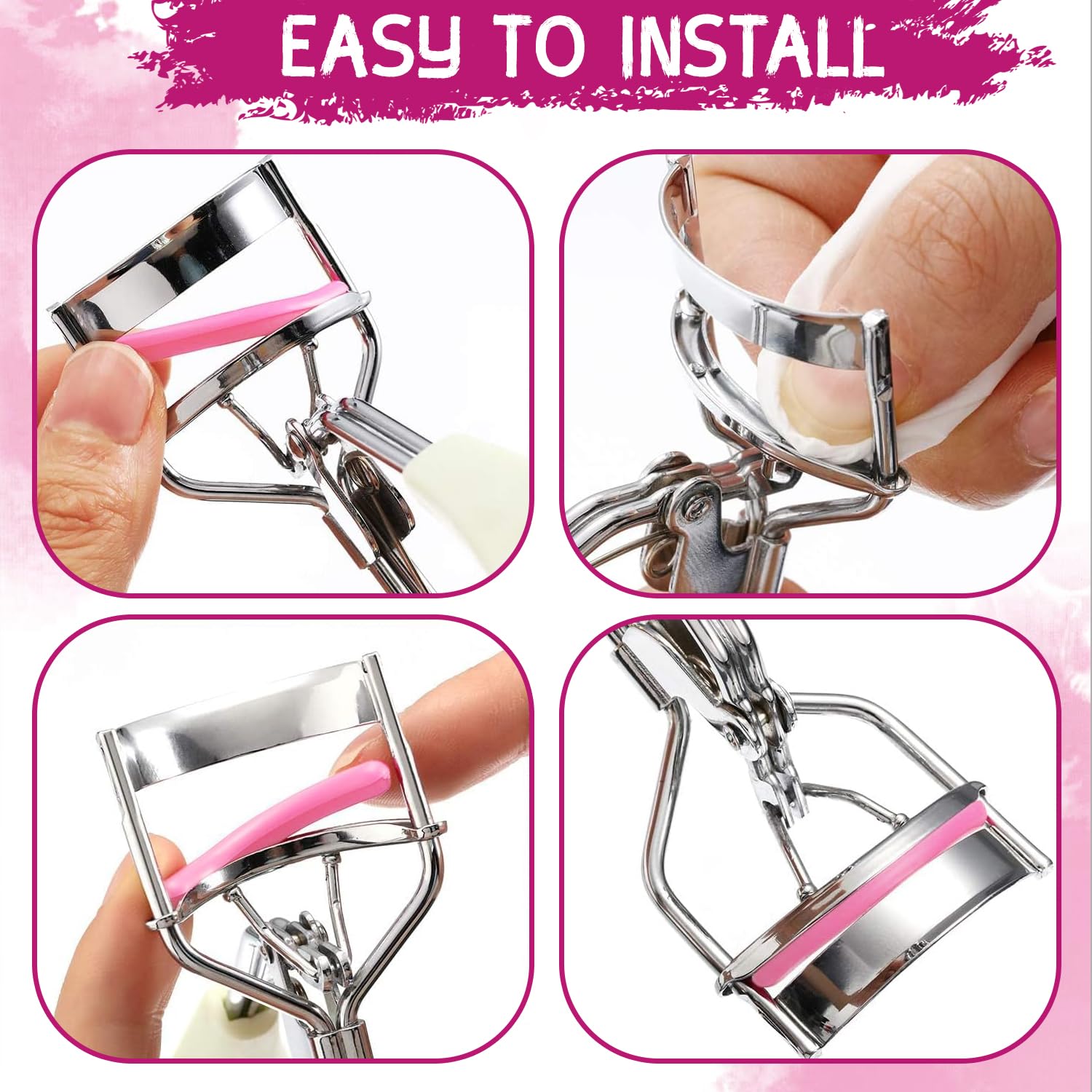 100 Pieces Eyelash Curler Refills Silicone Eyelash Curler Pads Eye Lash Curler Refills Eyelash Curler Replacement Pads Eyelash Curler Refills Fit Universal Eyelash Curler (Pink) - Image 4